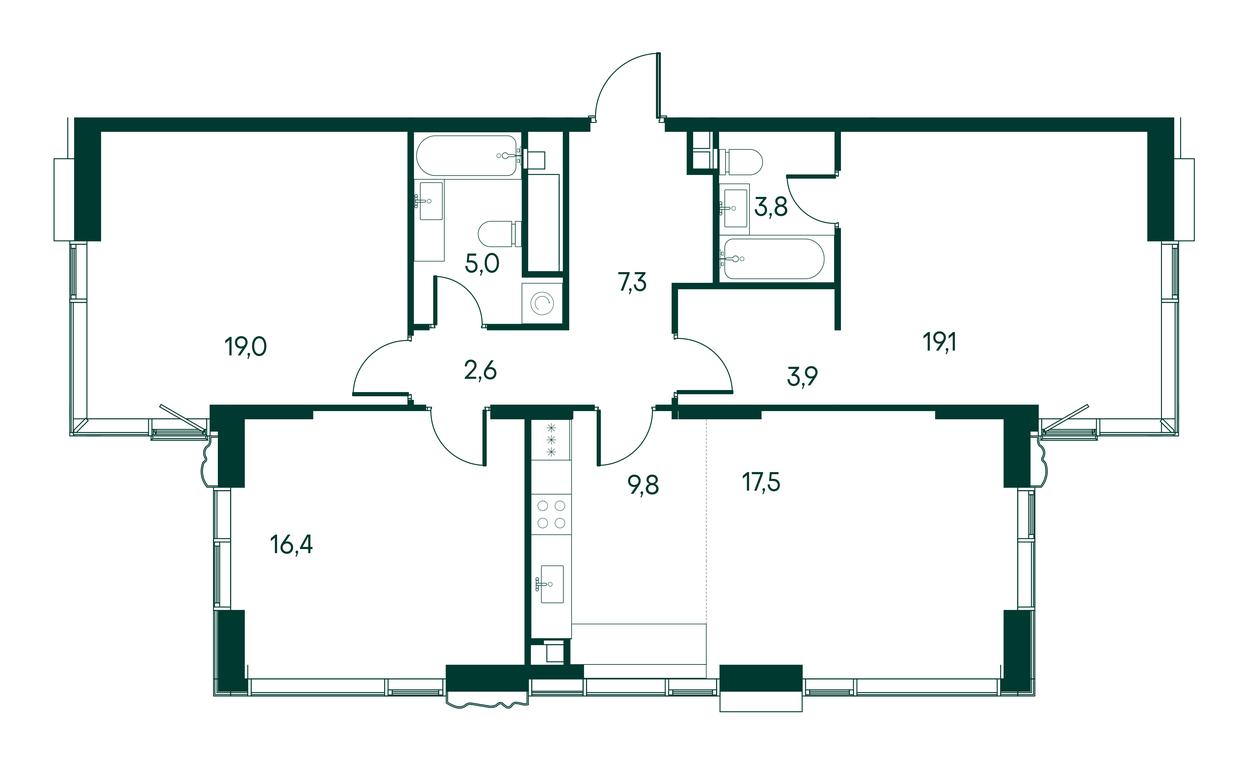 3-BD Apartment Sale, 104.4 sq. m. at Primavera, Volokolamskoye Highway, вл67, Moscow, Russia #2