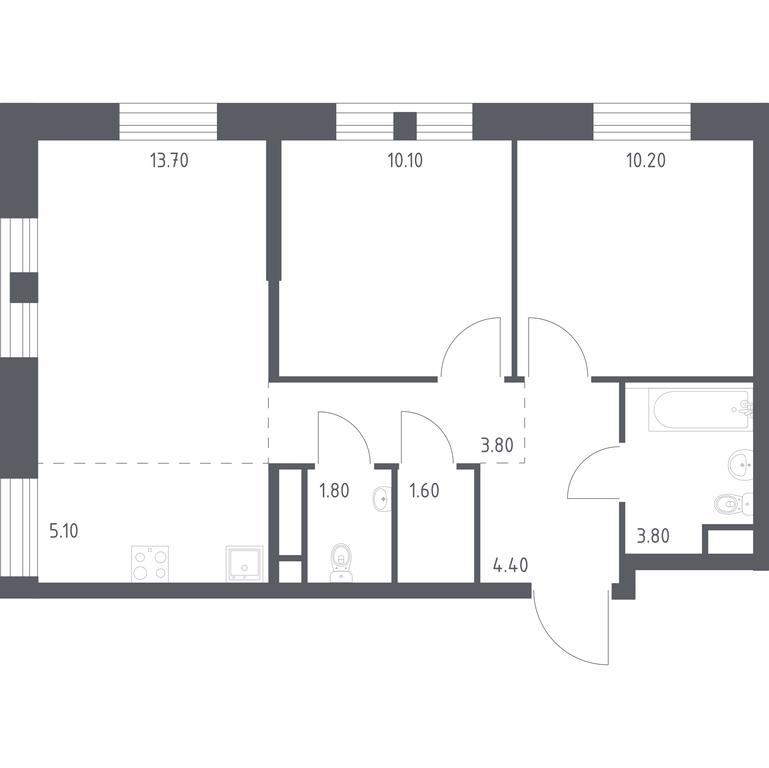 1-BD Apartment Sale, 54.5 sq. m. at Kvartal na Vode, Shosseynaya Street, 90с42, Moscow, Russia #1 1-BD Apartment Sale, 54.5 sq. m. at Kvartal na Vode, Shosseynaya Street, 90с42, Moscow, Russia #1