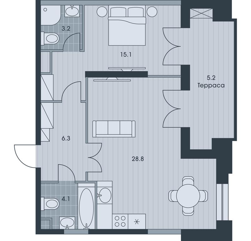 1-BD Apartment Sale, 62.7平方米 at Ever, Obrucheva Street, вл23, Moscow, Russia #1