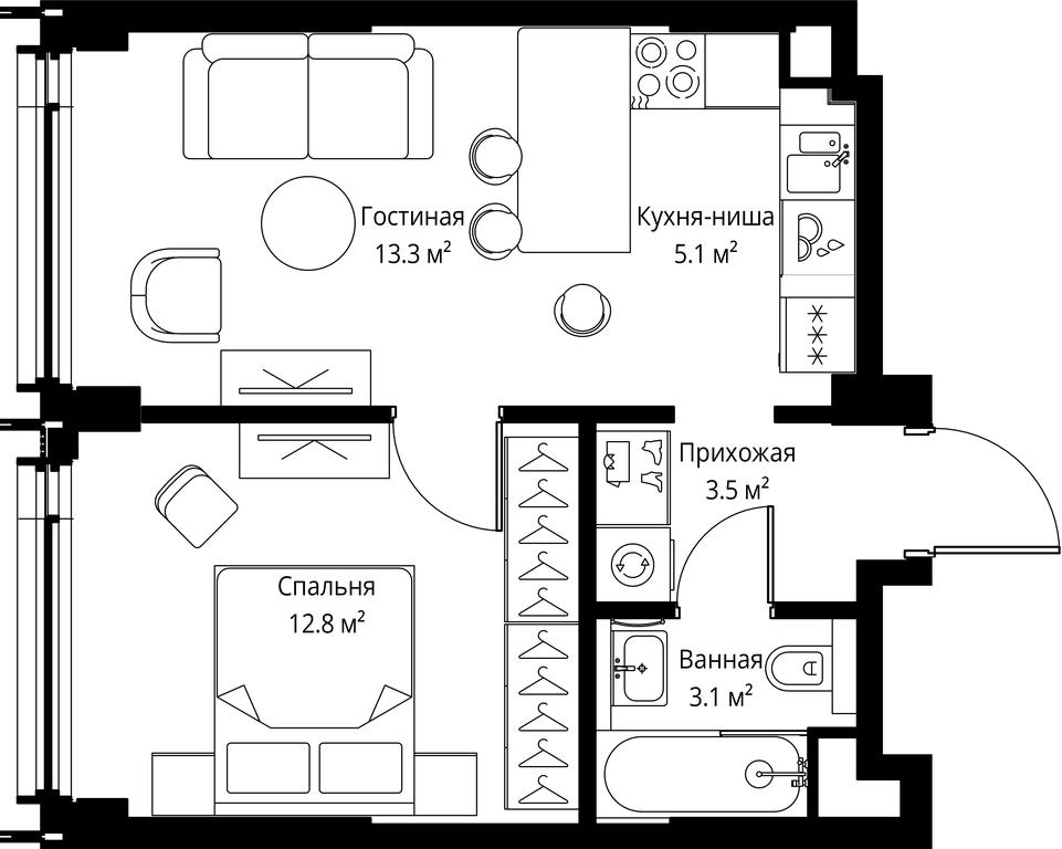 1-BD Apartment Sale, 37.8平方米 at Symphony 34, 2nd Khutorskaya Street, 38А, Moscow, Russia #2 1-BD Apartment Sale, 37.8平方米 at Symphony 34, 2nd Khutorskaya Street, 38А, Moscow, Russia #2