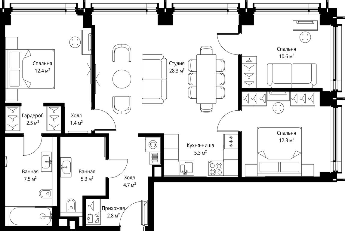 3-BD Apartment Sale, 93.1 sq. m. at Symphony 34, 2nd Khutorskaya Street, 38А, Moscow, Russia #2
