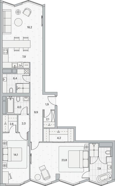 2-BD Apartment Sale, 104.5平方米 at Beregovoy, Beregovoy Drive, 2, Moscow, Russia #1