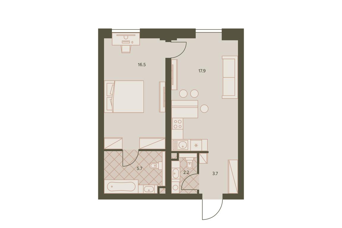 1-BD Apartment Sale, 46.8平方米 at Eniteo, Dmitriya Ulyanova Street, 45, Moscow, Russia #1 1-BD Apartment Sale, 46.8平方米 at Eniteo, Dmitriya Ulyanova Street, 45, Moscow, Russia #1