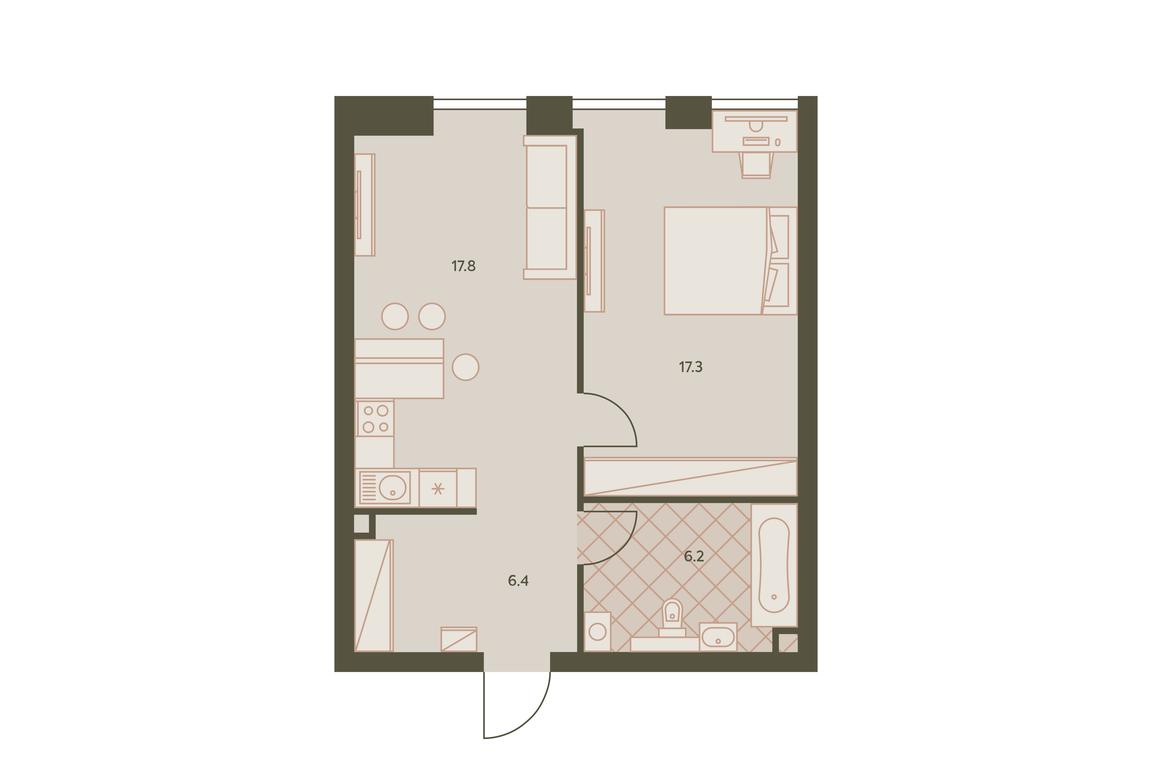 1-BD Apartment Sale, 47.4平方米 at Eniteo, Dmitriya Ulyanova Street, 45, Moscow, Russia #1 1-BD Apartment Sale, 47.4平方米 at Eniteo, Dmitriya Ulyanova Street, 45, Moscow, Russia #1