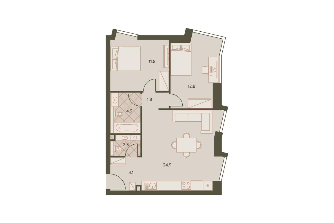 2-BD Apartment Sale, 63.6 sq. m. at Eniteo, Dmitriya Ulyanova Street, 45, Moscow, Russia #1 2-BD Apartment Sale, 63.6 sq. m. at Eniteo, Dmitriya Ulyanova Street, 45, Moscow, Russia #1
