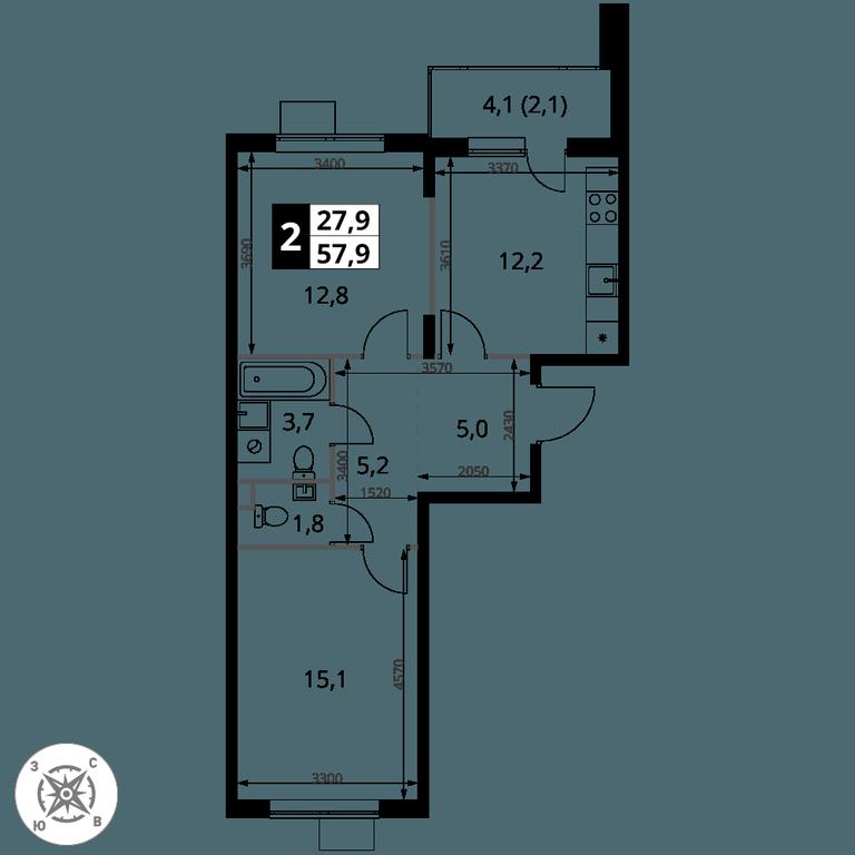 2-BD Apartment Sale, 57.9 sq. m. at Pervy Sheremetevskij, Komsomolskaya Street, 16, Khimki, Moscow Region, Russia #1 2-BD Apartment Sale, 57.9 sq. m. at Pervy Sheremetevskij, Komsomolskaya Street, 16, Khimki, Moscow Region, Russia #1