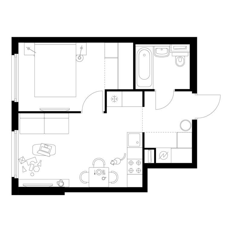 1-BD Apartment Sale, 35.2平方米 at Businovskiy Park, Izhorskaya Street, 6с5, Moscow, Russia #1