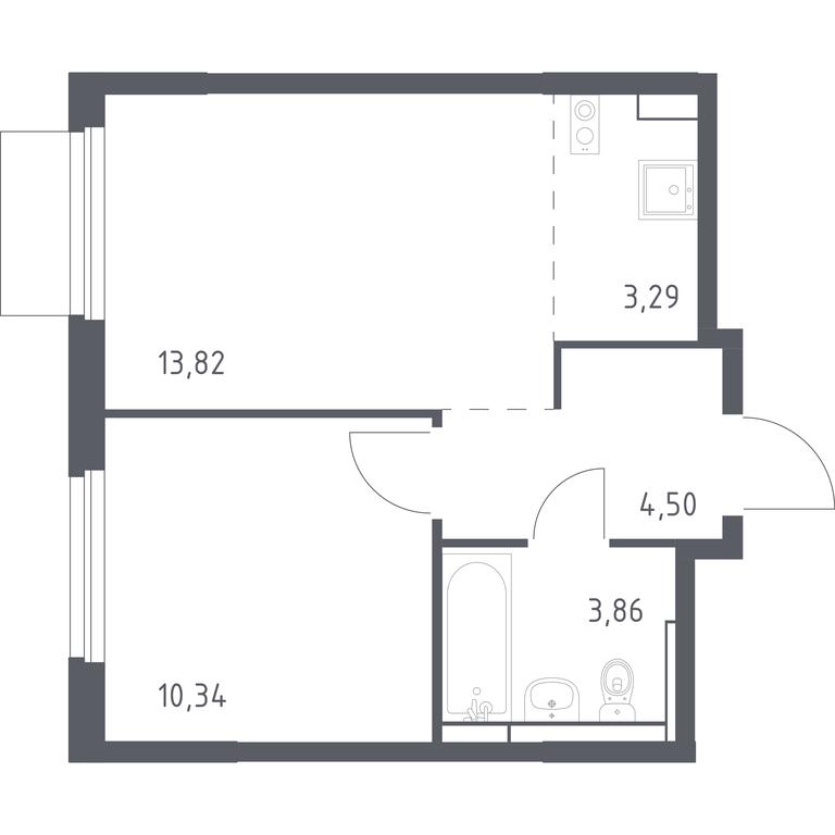 Apartment Sale, 35.81平方米 at Mytishchi Park, Silikatnaya ulitsa, 41к3, Mytischi, Moscow Region, Russia #1