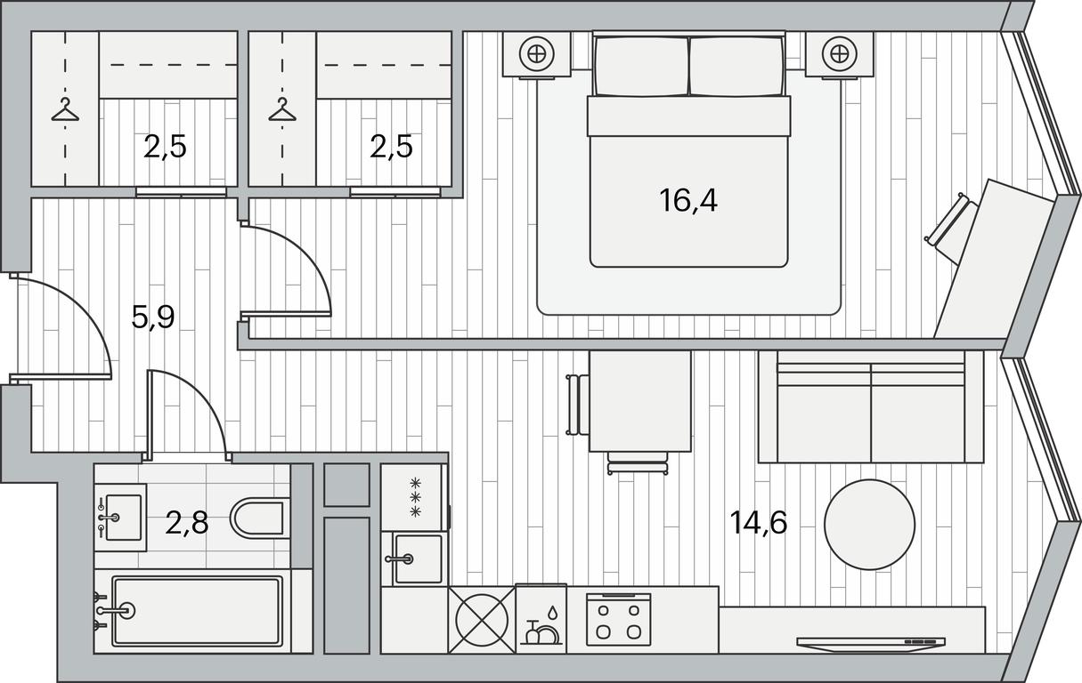 1-BD Apartment Sale, 44.6平方米 at Beregovoy, Beregovoy Drive, 2, Moscow, Russia #1