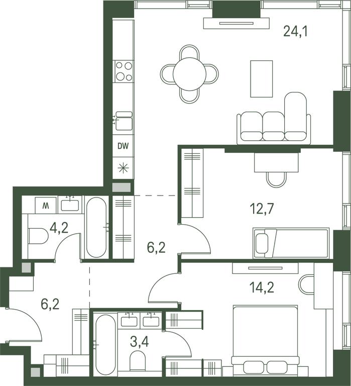 2-BD Apartment Sale, 71平方米 at Moments, Volokolamskoye Highway, 28, Moscow, Russia #2 2-BD Apartment Sale, 71平方米 at Moments, Volokolamskoye Highway, 28, Moscow, Russia #2