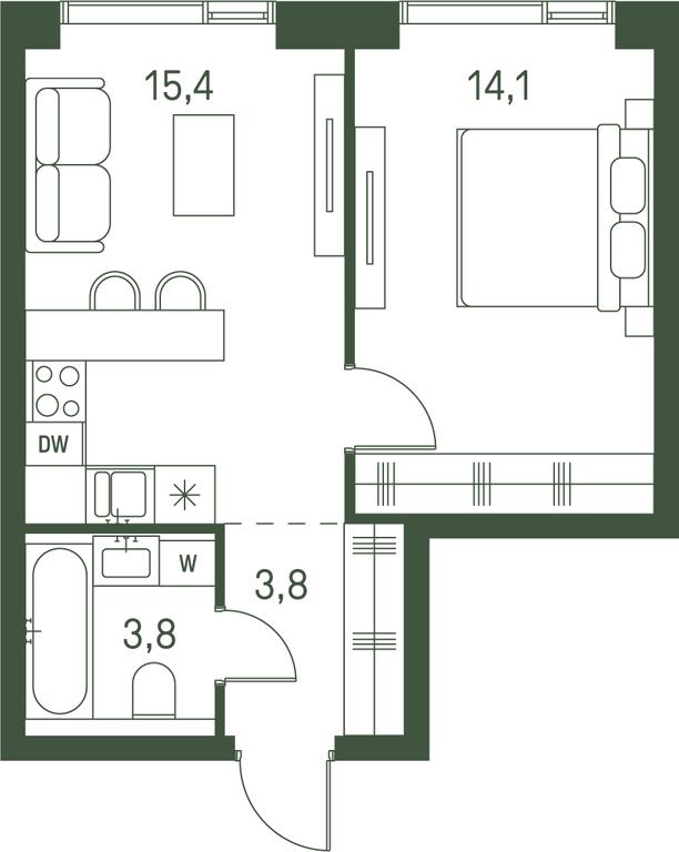 1-BD Apartment Sale, 37.1 sq. m. at Moments, Volokolamskoye Highway, 28, Moscow, Russia #1