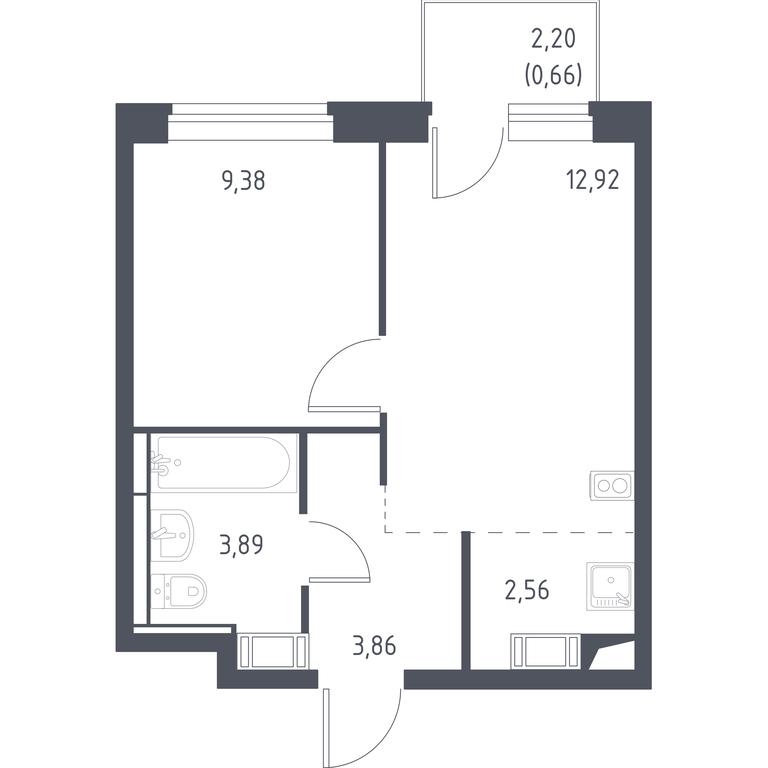 Apartment Sale, 32.6 sq. m. at Pribrezhnyi Park, Pribrezhniy Park Residential Complex, Village of Yam, Domodedovo City District, Moscow Region, Russia #1