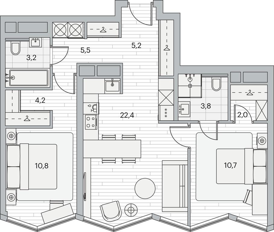 2-BD Apartment Sale, 67.1 sq. m. at Beregovoy, Beregovoy Drive, 2, Moscow, Russia #1 2-BD Apartment Sale, 67.1 sq. m. at Beregovoy, Beregovoy Drive, 2, Moscow, Russia #1