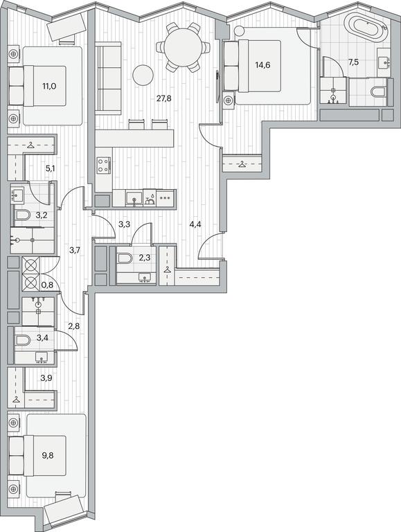 3-BD Apartment Sale, 103.2平方米 at Beregovoy, Beregovoy Drive, 2, Moscow, Russia #1 3-BD Apartment Sale, 103.2平方米 at Beregovoy, Beregovoy Drive, 2, Moscow, Russia #1
