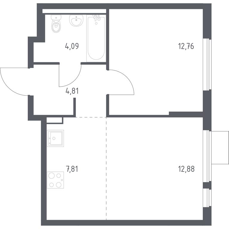 Apartment Sale, 42.35平方米 at Gorki Park, Shkolnaya ulitsa, 2, derevnya Korobovo, Leninskiy City District, Moscow Region, Russia #1