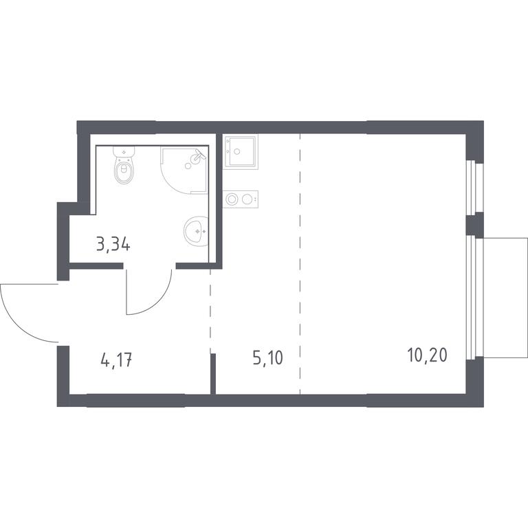 Apartment Sale, 22.81 sq. m. at Prigorod Lesnoe, Molodyozhny bulvar, 6, derevnya Misaylovo, Leninskiy City District, Moscow Region, Russia #1