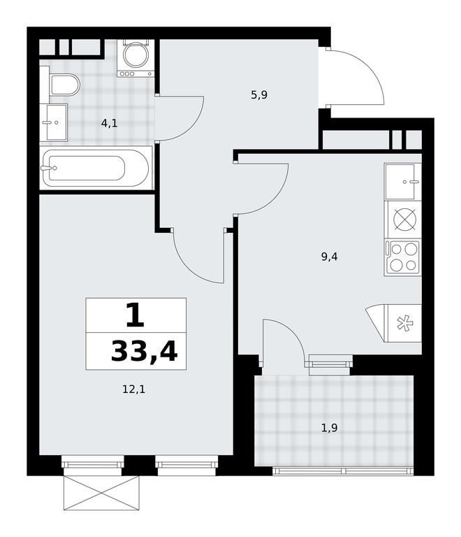 Apartment Sale, 33.4 sq. m. at Skandinaviya, Skandinaviya Residential Complex, Sosenskoye Settlement, Moscow, Russia #2