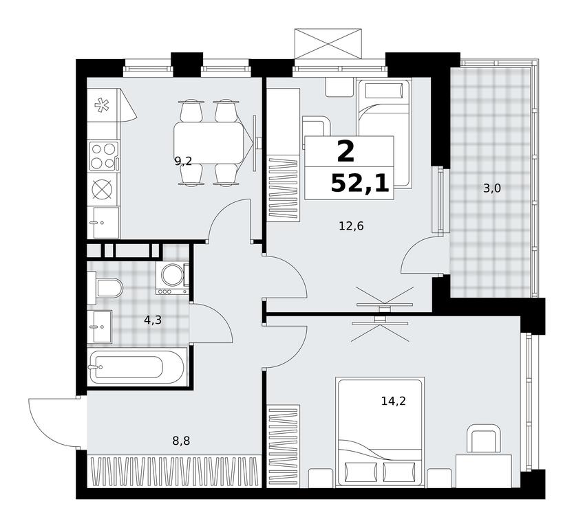 1-BD Apartment Sale, 52.1 sq. m. at Skandinaviya, Skandinaviya Residential Complex, Sosenskoye Settlement, Moscow, Russia #1