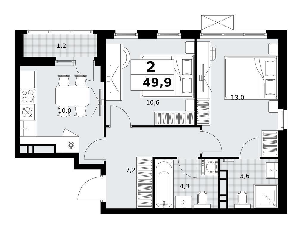 1-BD Apartment Sale, 49.9 sq. m. at Skandinaviya, Skandinaviya Residential Complex, Sosenskoye Settlement, Moscow, Russia #1