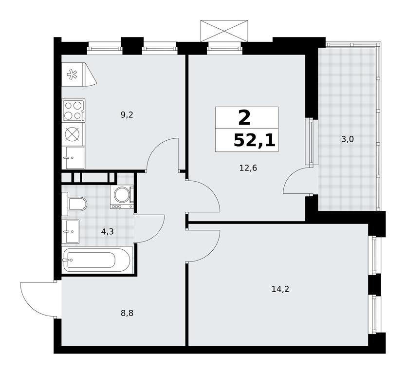 1-BD Apartment Sale, 52.1 sq. m. at Skandinaviya, Skandinaviya Residential Complex, Sosenskoye Settlement, Moscow, Russia #1