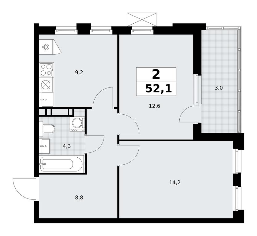 1-BD Apartment Sale, 52.1 sq. m. at Skandinaviya, Skandinaviya Residential Complex, Sosenskoye Settlement, Moscow, Russia #2
