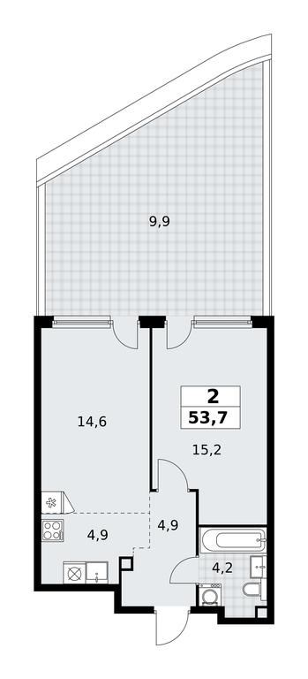 1-BD Apartment Sale, 53.7平方米 at Skandinaviya, Skandinaviya Residential Complex, Sosenskoye Settlement, Moscow, Russia #2