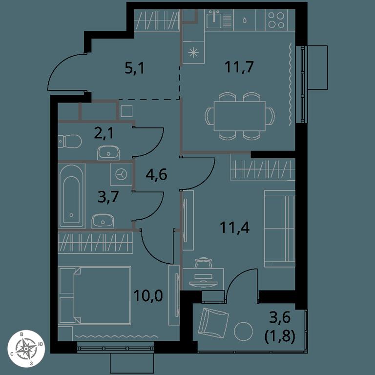 2-BD Apartment Sale, 50.4平方米 at 1 Himkinskij, zhiloy kompleks 1-y Khimkinskiy, kvartal Mezhdunarodny, mikrorayon Klyazma-Starbeyevo, Khimki, Moscow Region, Russia #1 2-BD Apartment Sale, 50.4平方米 at 1 Himkinskij, zhiloy kompleks 1-y Khimkinskiy, kvartal Mezhdunarodny, mikrorayon Klyazma-Starbeyevo, Khimki, Moscow Region, Russia #1
