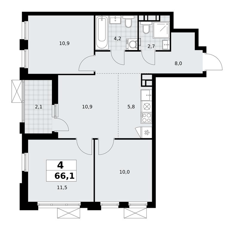 3-BD Apartment Sale, 66.1 sq. m. at Skandinaviya, Skandinaviya Residential Complex, Sosenskoye Settlement, Moscow, Russia #2 3-BD Apartment Sale, 66.1 sq. m. at Skandinaviya, Skandinaviya Residential Complex, Sosenskoye Settlement, Moscow, Russia #2