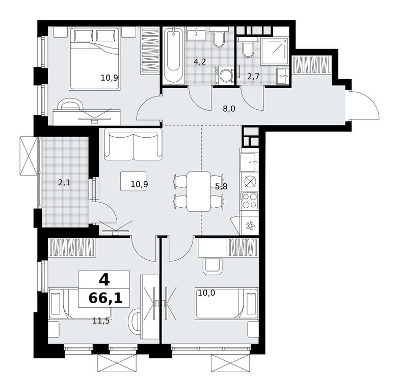 3-BD Apartment Sale, 66.1 sq. m. at Skandinaviya, Skandinaviya Residential Complex, Sosenskoye Settlement, Moscow, Russia #1 3-BD Apartment Sale, 66.1 sq. m. at Skandinaviya, Skandinaviya Residential Complex, Sosenskoye Settlement, Moscow, Russia #1