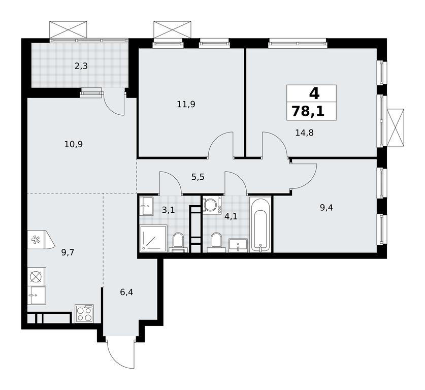 3-BD Apartment Sale, 78.1 sq. m. at Skandinaviya, Skandinaviya Residential Complex, Sosenskoye Settlement, Moscow, Russia #2 3-BD Apartment Sale, 78.1 sq. m. at Skandinaviya, Skandinaviya Residential Complex, Sosenskoye Settlement, Moscow, Russia #2
