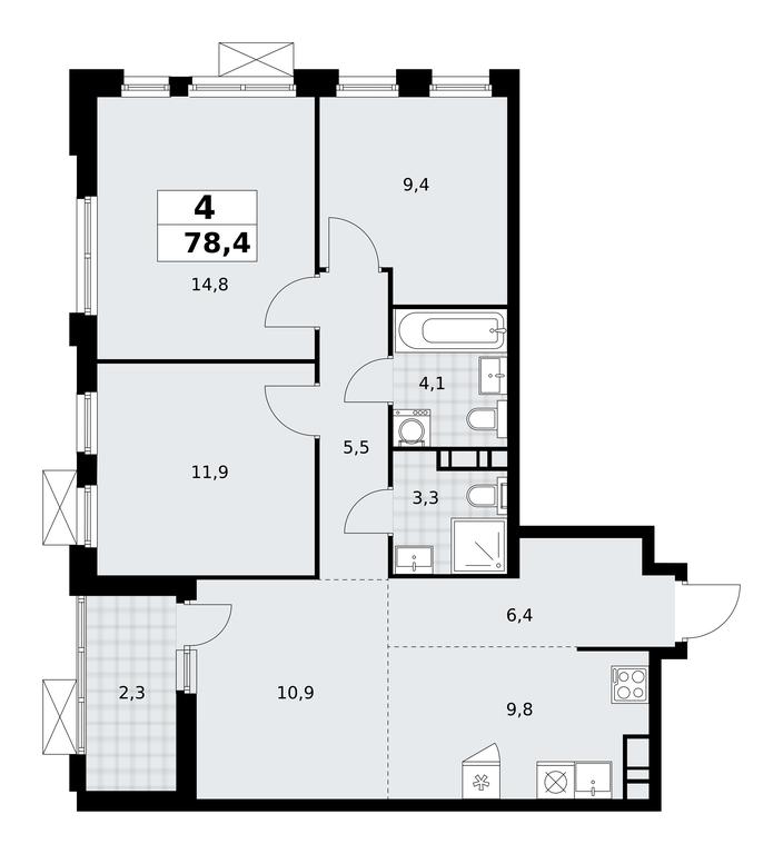 3-BD Apartment Sale, 78.4 sq. m. at Skandinaviya, Skandinaviya Residential Complex, Sosenskoye Settlement, Moscow, Russia #2