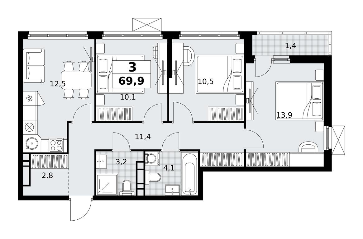 2-BD Apartment Sale, 69.9 sq. m. at Skandinaviya, Skandinaviya Residential Complex, Sosenskoye Settlement, Moscow, Russia #1 2-BD Apartment Sale, 69.9 sq. m. at Skandinaviya, Skandinaviya Residential Complex, Sosenskoye Settlement, Moscow, Russia #1