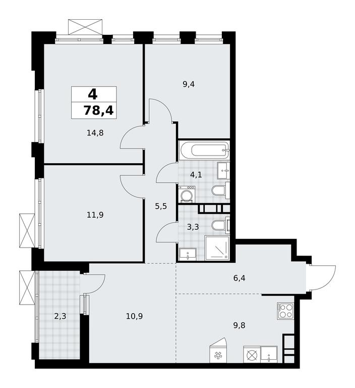 3-BD Apartment Sale, 78.4 sq. m. at Skandinaviya, Skandinaviya Residential Complex, Sosenskoye Settlement, Moscow, Russia #2