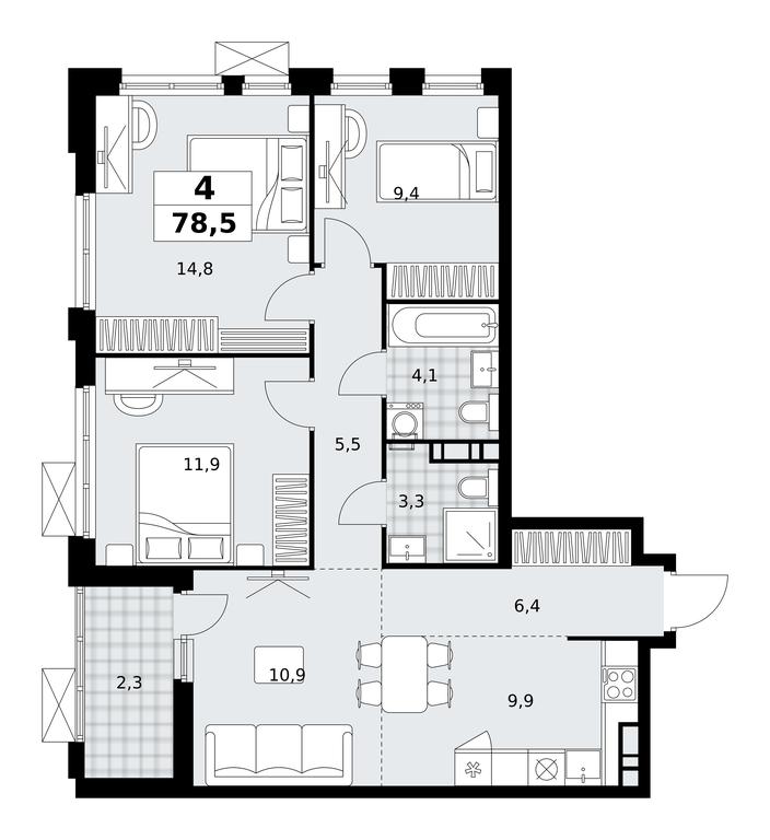 3-BD Apartment Sale, 78.5 sq. m. at Skandinaviya, Skandinaviya Residential Complex, Sosenskoye Settlement, Moscow, Russia #1 3-BD Apartment Sale, 78.5 sq. m. at Skandinaviya, Skandinaviya Residential Complex, Sosenskoye Settlement, Moscow, Russia #1