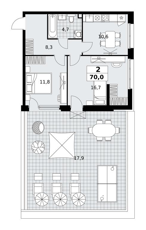 1-BD Apartment Sale, 70 sq. m. at Skandinaviya, Skandinaviya Residential Complex, Sosenskoye Settlement, Moscow, Russia #1