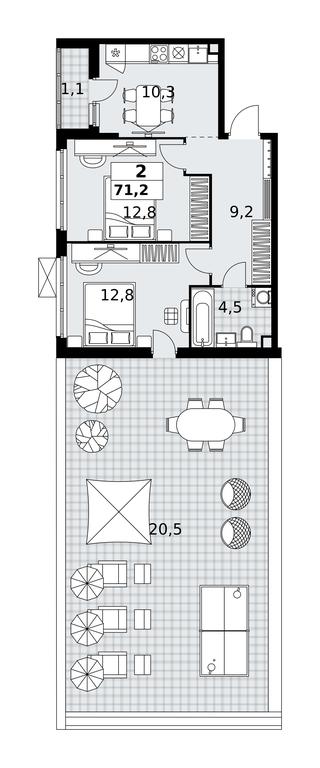 1-BD Apartment Sale, 71.2 sq. m. at Skandinaviya, Skandinaviya Residential Complex, Sosenskoye Settlement, Moscow, Russia #1 1-BD Apartment Sale, 71.2 sq. m. at Skandinaviya, Skandinaviya Residential Complex, Sosenskoye Settlement, Moscow, Russia #1