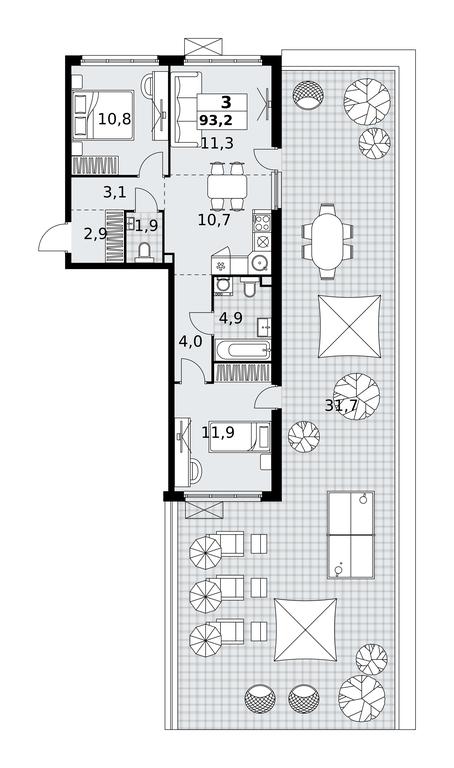 2-BD Apartment Sale, 93.2 sq. m. at Skandinaviya, Skandinaviya Residential Complex, Sosenskoye Settlement, Moscow, Russia #1