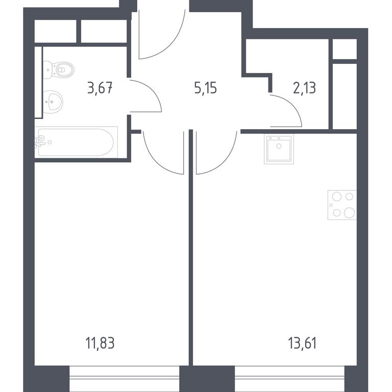 Apartment Sale, 36.39 sq. m. at Novograd Pavlino, Kosinskoye shosse, 2, Novoye Pavlino Microdistrict, Balashikha, Moscow Region, Russia #1
