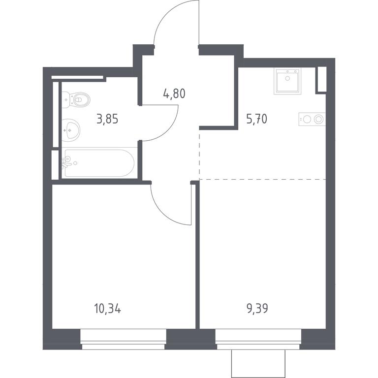 Apartment Sale, 34.08 sq. m. at Bogdanovskiy Les, derevnya Bogdanikha, Leninskiy City District, Moscow Region, Russia #1