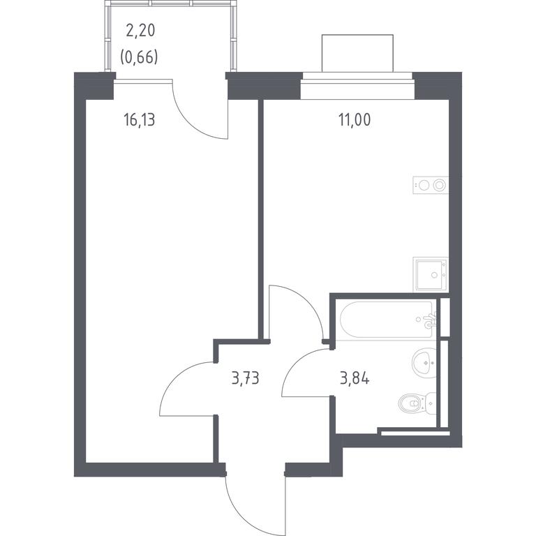 Apartment Sale, 35.36 sq. m. at Bogdanovskiy Les, derevnya Bogdanikha, Leninskiy City District, Moscow Region, Russia #1