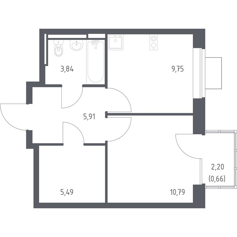 Apartment Sale, 36.44 sq. m. at Bogdanovskiy Les, derevnya Bogdanikha, Leninskiy City District, Moscow Region, Russia #1