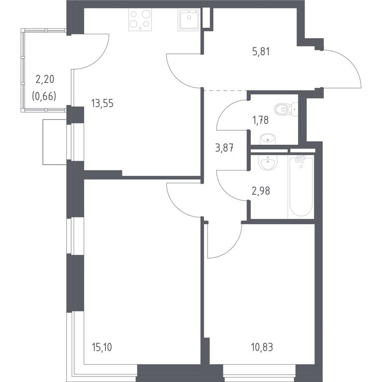 1-BD Apartment Sale, 54.58平方米 at Bogdanovskiy Les, derevnya Bogdanikha, Leninskiy City District, Moscow Region, Russia #1 1-BD Apartment Sale, 54.58平方米 at Bogdanovskiy Les, derevnya Bogdanikha, Leninskiy City District, Moscow Region, Russia #1