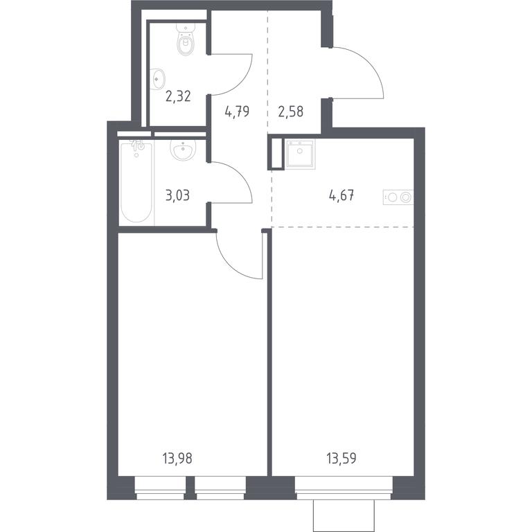 Apartment Sale, 44.96 sq. m. at Bogdanovskiy Les, derevnya Bogdanikha, Leninskiy City District, Moscow Region, Russia #1 Apartment Sale, 44.96 sq. m. at Bogdanovskiy Les, derevnya Bogdanikha, Leninskiy City District, Moscow Region, Russia #1