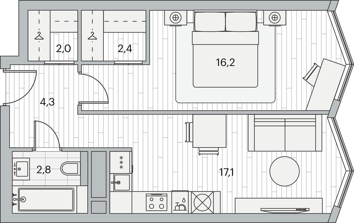 1-BD Apartment Sale, 44.6平方米 at Beregovoy, Beregovoy Drive, 2, Moscow, Russia #1 1-BD Apartment Sale, 44.6平方米 at Beregovoy, Beregovoy Drive, 2, Moscow, Russia #1
