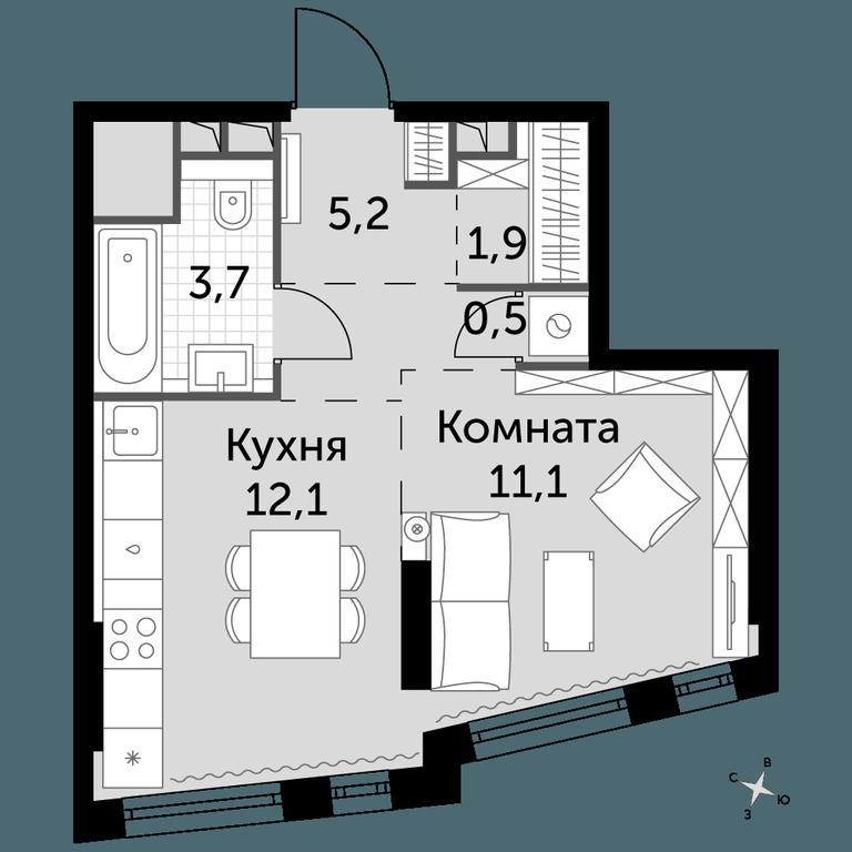 Apartment Sale, 34.5平方米 at Rotterdam, Varshavskoye Highway, 37Ак1с2, Moscow, Russia #1 Apartment Sale, 34.5平方米 at Rotterdam, Varshavskoye Highway, 37Ак1с2, Moscow, Russia #1