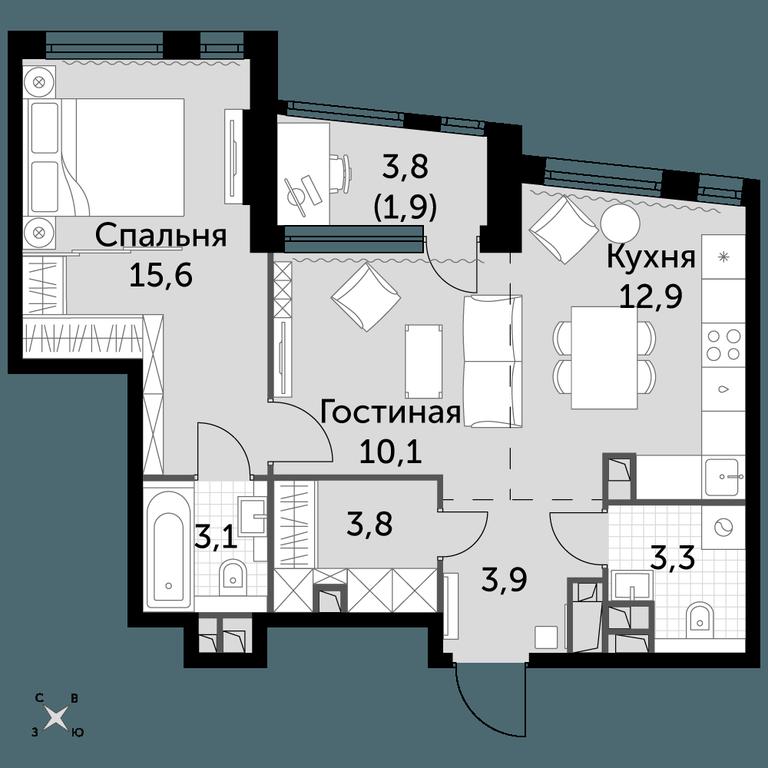 2-BD Apartment Sale, 54.6 sq. m. at Rotterdam, Varshavskoye Highway, 37Ак1с2, Moscow, Russia #1 2-BD Apartment Sale, 54.6 sq. m. at Rotterdam, Varshavskoye Highway, 37Ак1с2, Moscow, Russia #1