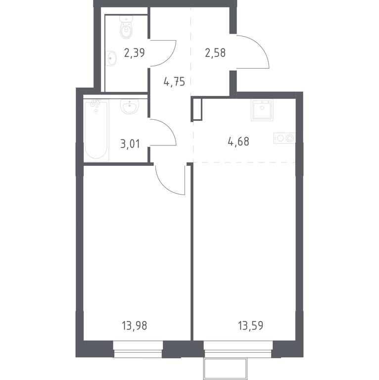 Apartment Sale, 44.98平方米 at Egorovo Park, 1-y kvartal, posyolok Zhilino-1, Lubertsy City District, Moscow Region, Russia #1 Apartment Sale, 44.98平方米 at Egorovo Park, 1-y kvartal, posyolok Zhilino-1, Lubertsy City District, Moscow Region, Russia #1