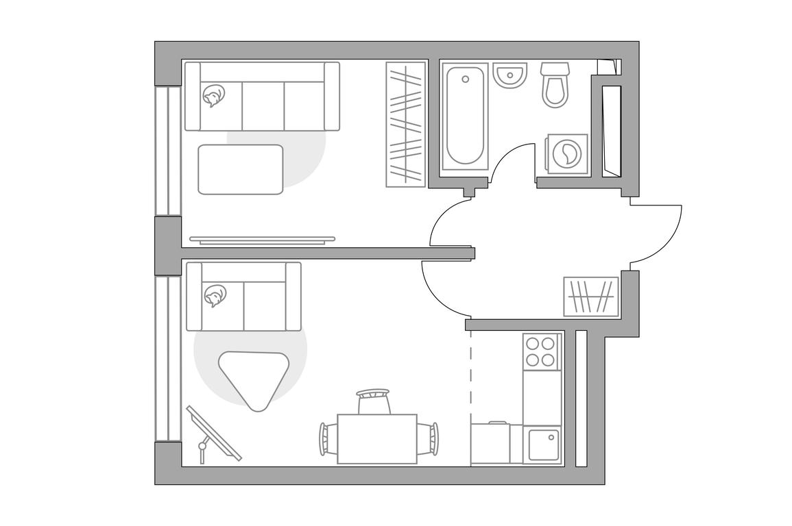 1-BD Apartment Sale, 37.55 sq. m. at Triniti 3, Dmitrovskoye Highway, 75к4, Moscow, Russia #1