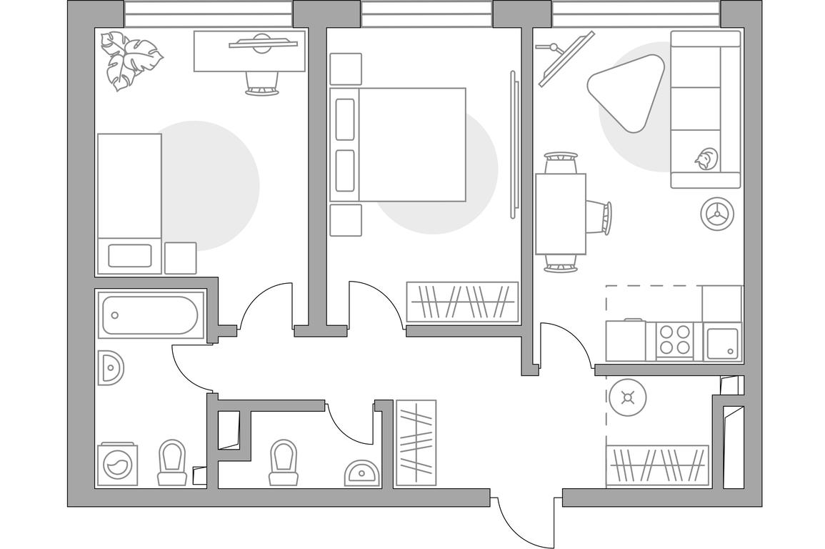 2-BD Apartment Sale, 62.44 sq. m. at Triniti 3, Dmitrovskoye Highway, 75к4, Moscow, Russia #1