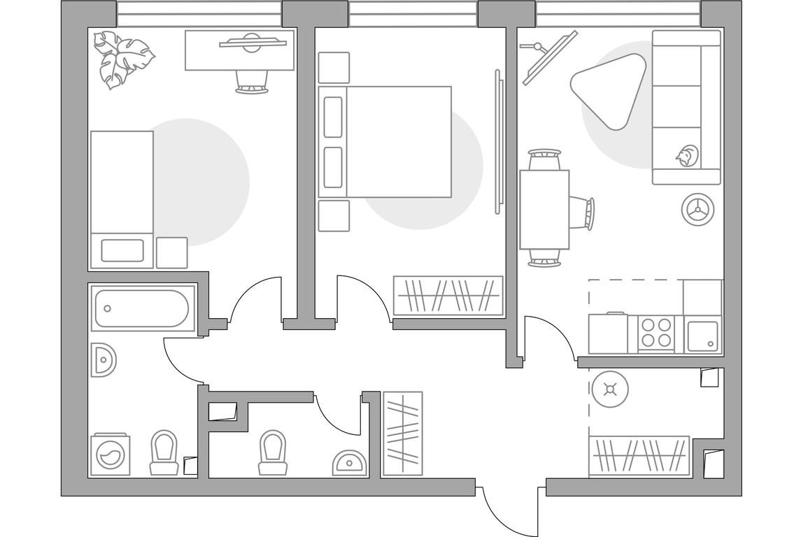 2-BD Apartment Sale, 62.96平方米 at Triniti 3, Dmitrovskoye Highway, 75к4, Moscow, Russia #1